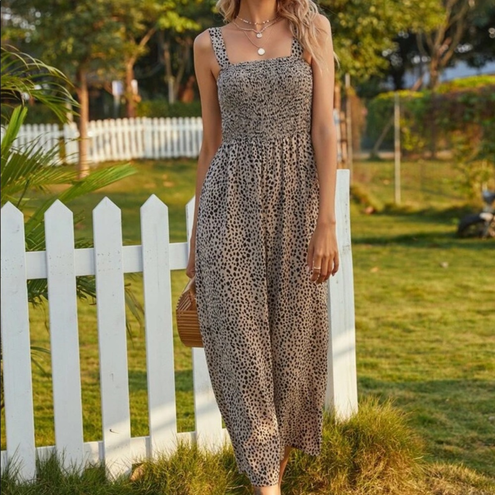 Shirred Wide Leg Cami Jumpsuit